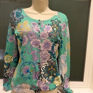 ECI Beautiful Silk blend Embellished Floral Paisley Cardigan
